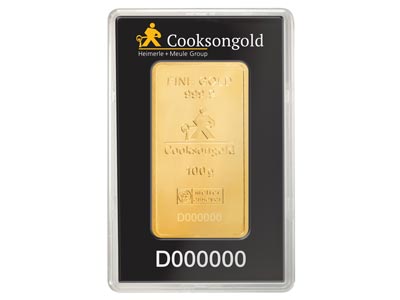 Fine Gold Bar 100gm Stamped        UK Design With A Serial Number And Supplied In A Blister Pack, 100   Recycled Gold