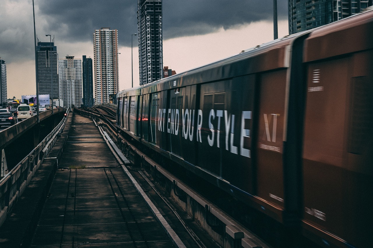 train, buildings, urban