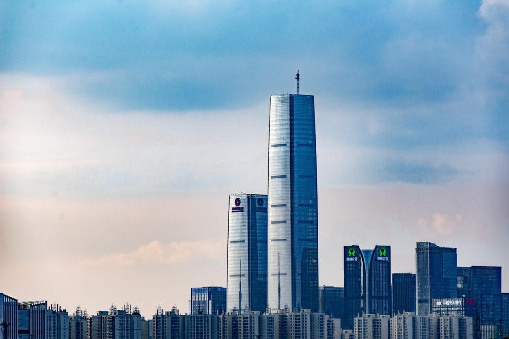 city, building, city view, skyline, glass curtain wall, guizhou, nature, guiyang, sky, sunset, 401 building, guizhou province, finance, bank of guizhou